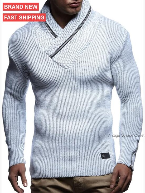 Other - Men's Slim Fit Turtleneck Pullover with Zipper Accents, Acrylic Wool Blend